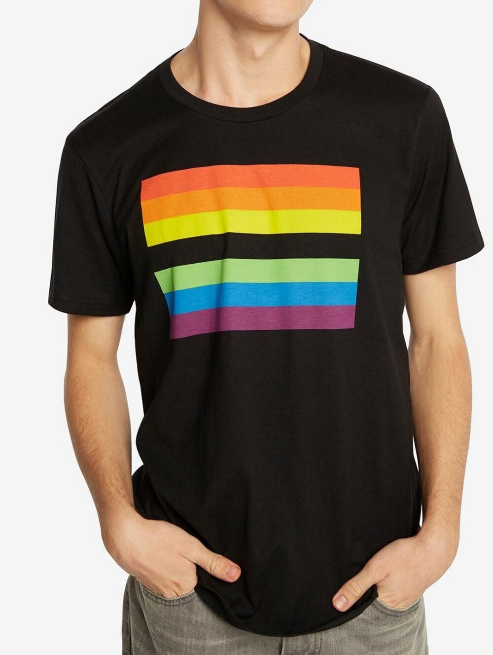 Hot Topic Black Matter Black Short-Sleeve Rainbow Stripe LGBTQ+ Graphic Tee S